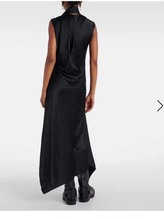 ACNE STUDIOS Fringed scarf-detail satin midi dress - Picture 4 of 11